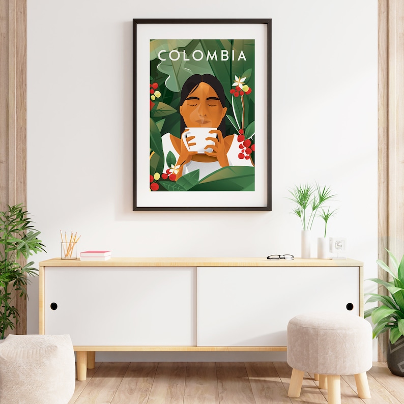 Cafe de Colombia, Poster Colombia, Travel Poster Colombia, Coffee Print, Afiche, Cartel, Wall Art, 24x40 30x40 40x50 50x70 60x90 cm A2 A3 image 4