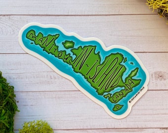 Manitoulin Island Map, Vinyl Sticker, Canada's Largest Fresh Water Island, Explore Manitoulin, Ontario Canada