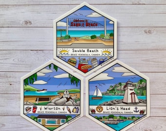 Bruce Peninsula Expansion Pack, Vinyl Stickers, Lion's Head, Wiarton, Sauble Beach, Ontario Canada