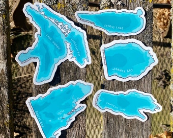 Water Series Vinyl Sticker, Lake Huron, Georgian Bay, Cyprus Lake, Cameron Lake, Warner Bay, Dorcas Bay, Great Lakes, Ontario Canada