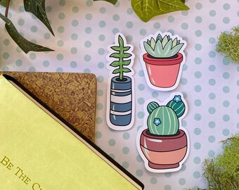 Cute Succulent Stickers, Waterproof for Nalgene, Hydro Flask, and Yeti Water Bottles, Gift for the House Plant Lover