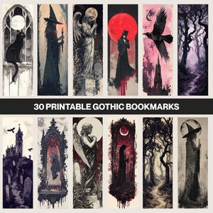 Gothic Lesezeichen: Gruselige Hexen Designs, Halloween Geschenk für Leseratten (PNG, PDF)