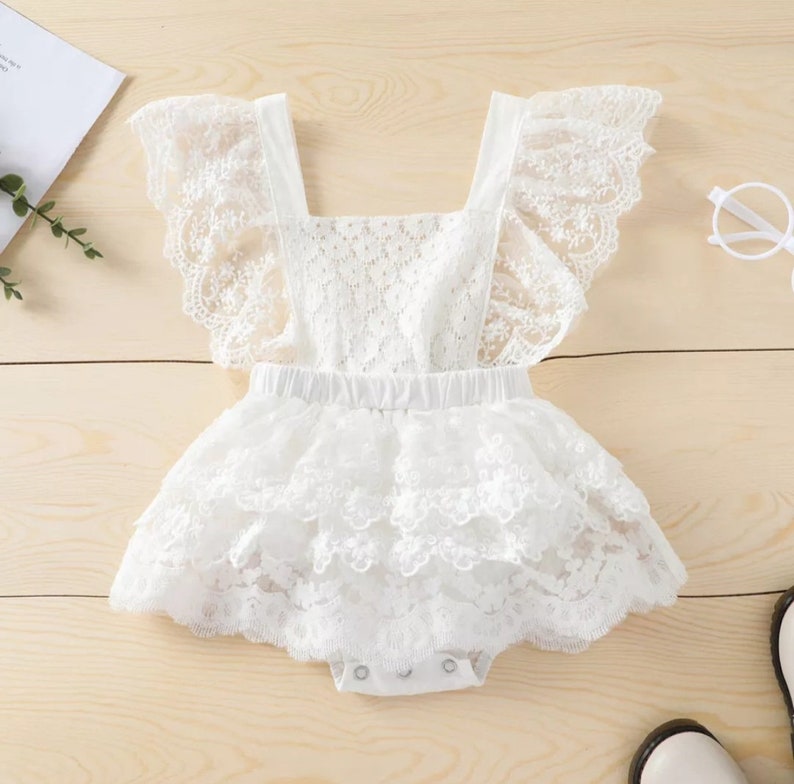 First Birthday Outfit / Cake Smash Bohemian Lace White Romper - Etsy