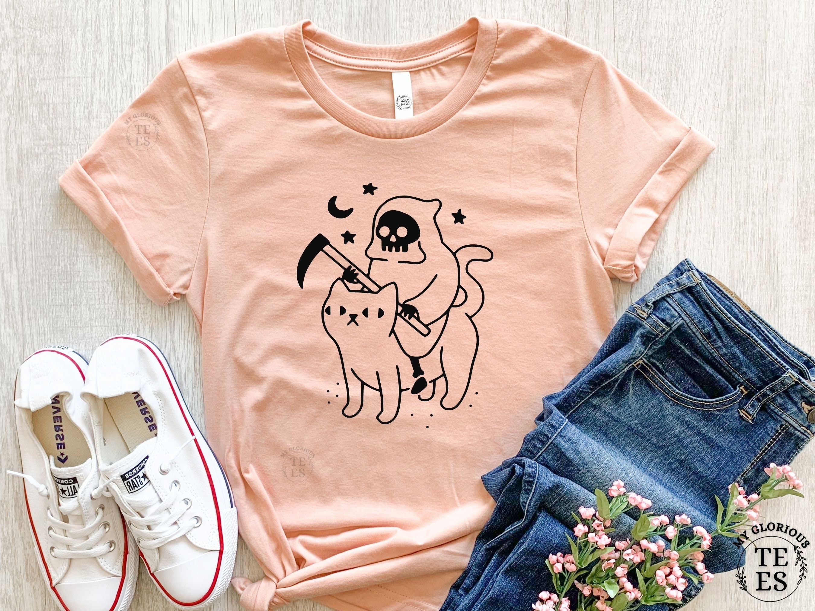 Grim Reaper Riding Cat Cat Shirt Grim 