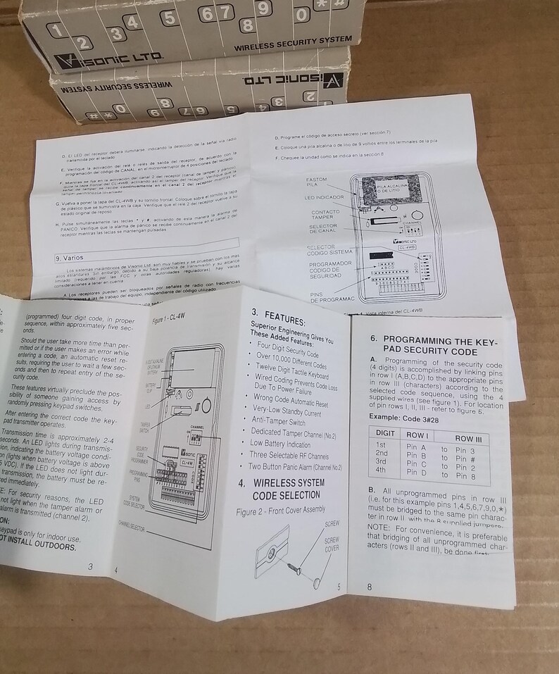 Wireless Keypad lot 2 x Visonic CL-4W vintage image 5