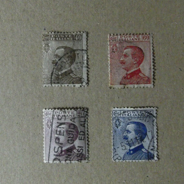 Stamp lot 4 Poste Italiane 20,25,40,60 cent Sellos Emanuel usados