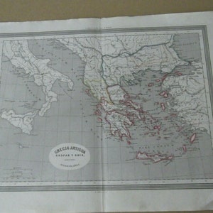Landkarte Antikes Antikes Griechenland 1852 Gaspar y Roig Madrid 33 x 25cm.