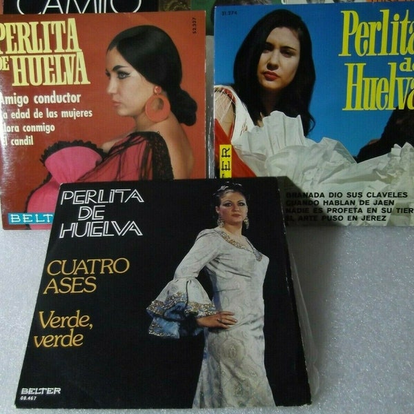 Lot 3 Vinyl Perlita de Huelva 2 EP + 1 single vintage Spain music albums