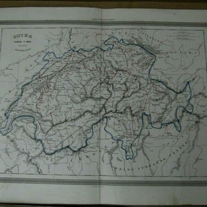 Old Map Switzerland Suiza  Mapa Antiguo 1853 Gaspar y Roig Madrid 32 x 25cm.