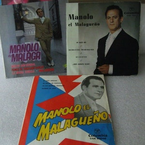 Lot of 3 x EP vinyl Manolo de Malaga the Malagueño vintage vinyl records