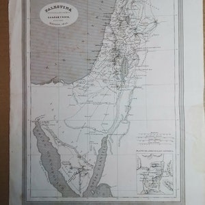 Mapa antiguo Palestina Dividida en Tribus Gaspar y Roig Madrid 1852  30x25 cm. cm