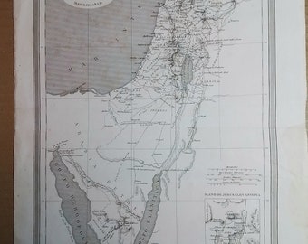 Ancient map Palestine Divided into Tribes Gaspar and Roig Madrid 1852 30x25 cm. cm