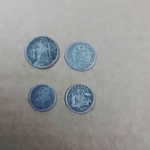 Vintage Lot 4 Silver Coins Napoleon, Alfonso XIII, George VI, Peru