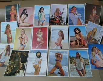Vintage lot of 18 pocket calendars, sexy girls, calendars from the 70s