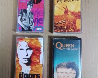 Music cassette David Bowie The Doors Queen Woodstock Deck K7