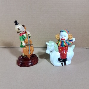 Figures Clown Lot x 2 Porcelain money box + Plastic Musician Vintage figures