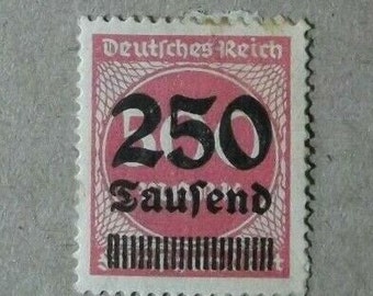 Timbre Deutsches Reich 500 Surcharge 250 Tausend Timbre Allemagne Sans cachet de la poste