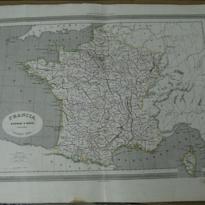 Ancienne carte France France Ancienne carte 1852 Gaspar y Roig Madrid 32 x 25cm.