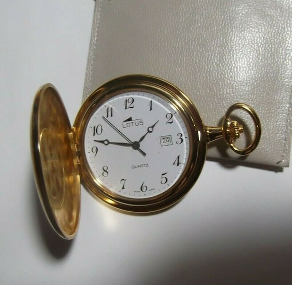 Vintage Clock Reloj LOTUS bolsillo oro Quartz -