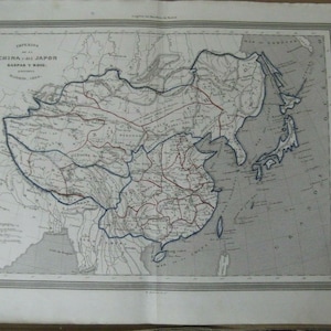 Old Map Empires China and Japan Old Map 1852 Gaspar y Roig Madrid 33 x 25cm.