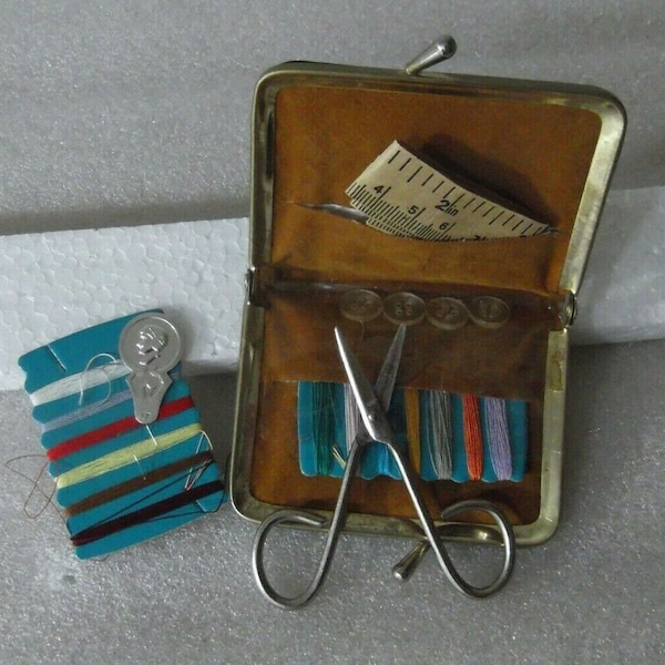 Sewing bag set travel stitching leather poster vintage sewing box