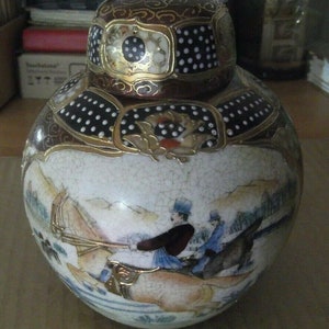 Tibor Porcelain Royal Satsuma, vintage equestrian scene, hand decorated decorated porcelain