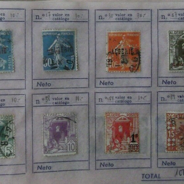 8 Briefmarken Briefmarke Algerie France Cologne gebraucht