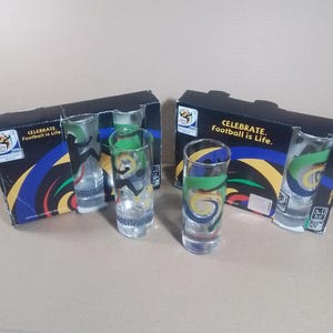 Set med 6 glasmuggar 6cl VM Afrika Fotboll Shotglas