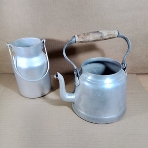 Vintage Teapot Lot + Dairy Aluminum Collectibles Decoration