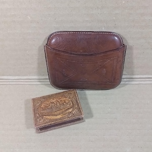 Lotto vintage Pitillira Portatabacco portasigari in pelle scatola di sigarette + portafiammiferi