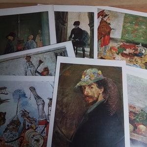 Vintage Lot of 7 Prints James Ensor Paintings Reproductions 1968
