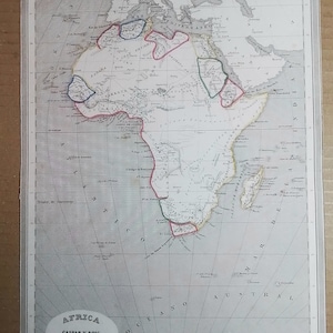 Ancienne carte Afrique Gaspar y Roig Madrid 1852 29x21 cm