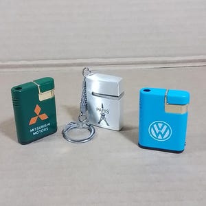Vintage Small Lighters lot 3x Automotive Paris Working Lighter Briquet Feuerzeug