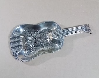 Vintage Ashtray Guitar Ashtray Spanish Guitar Silver Plated Nickel Free Rd. Granada