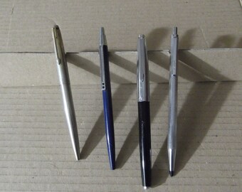 Lot de 4 stylos à bille vintage Inoxcron, FlacB-5, Walker Pennamica, Bel,