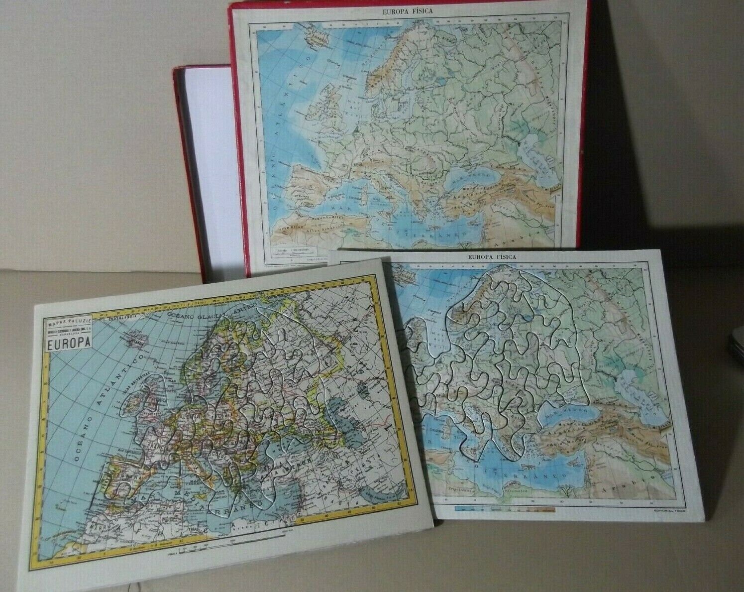 Old Maps Puzzle Paluzie Europe Physics Ed. Teide vintage 50s-60s