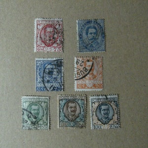 Briefmarken-Lot 7 Poste Italiane Cent Lire Lira Reign Italien Gebrauchte Briefmarken