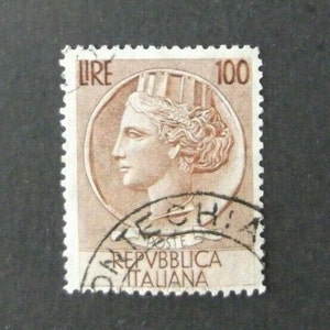 Stempel Francobollo Poste Italiana 100 Lire Filigrana Stelle Siracusana Antik