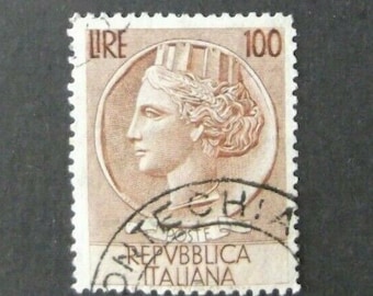 Stamp stamp francobollo Poste Italiana 100 Lire Filigree Stelle Siracusana Antique