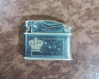 Crown rare Vintage Petrol Lighter 1950s Briquet Feuerzeug
