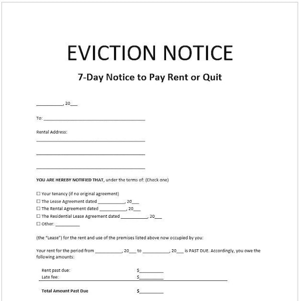 Eviction Notice Etsy