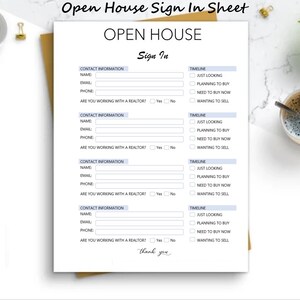 Open House - Sign In form - Editable word docx - Instant download