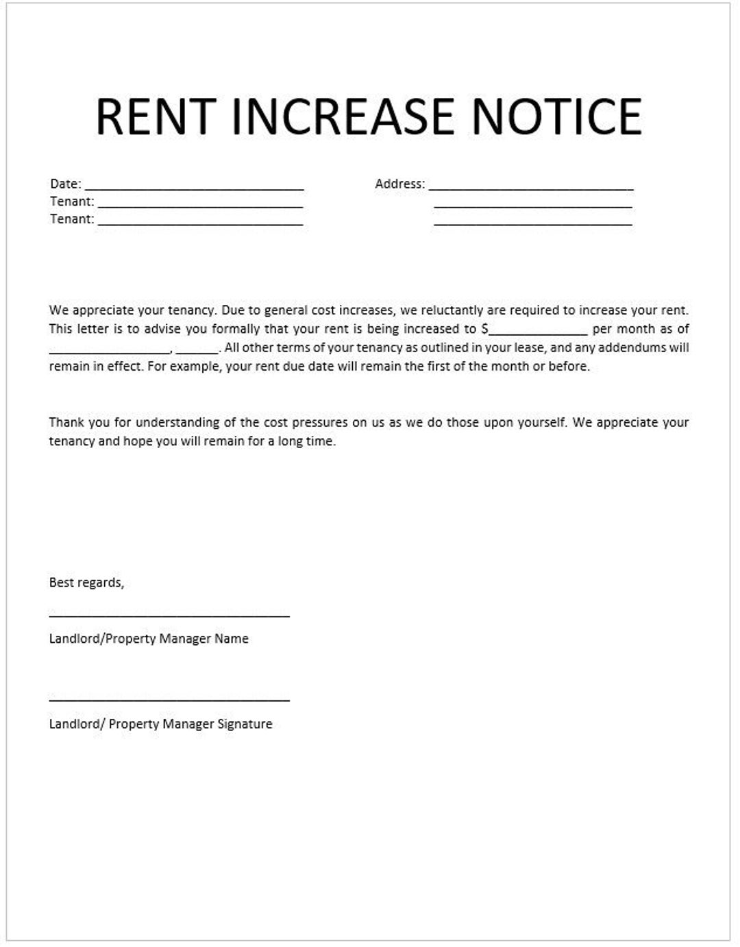 rental-increase-notice-rent-increase-form-editable-word-etsy
