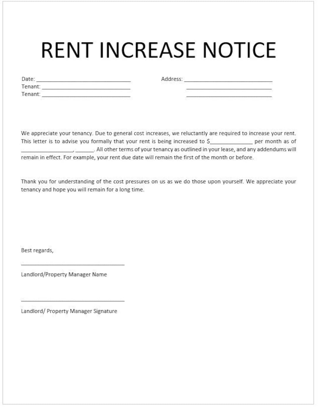 rental-increase-notice-rent-increase-form-editable-word-etsy