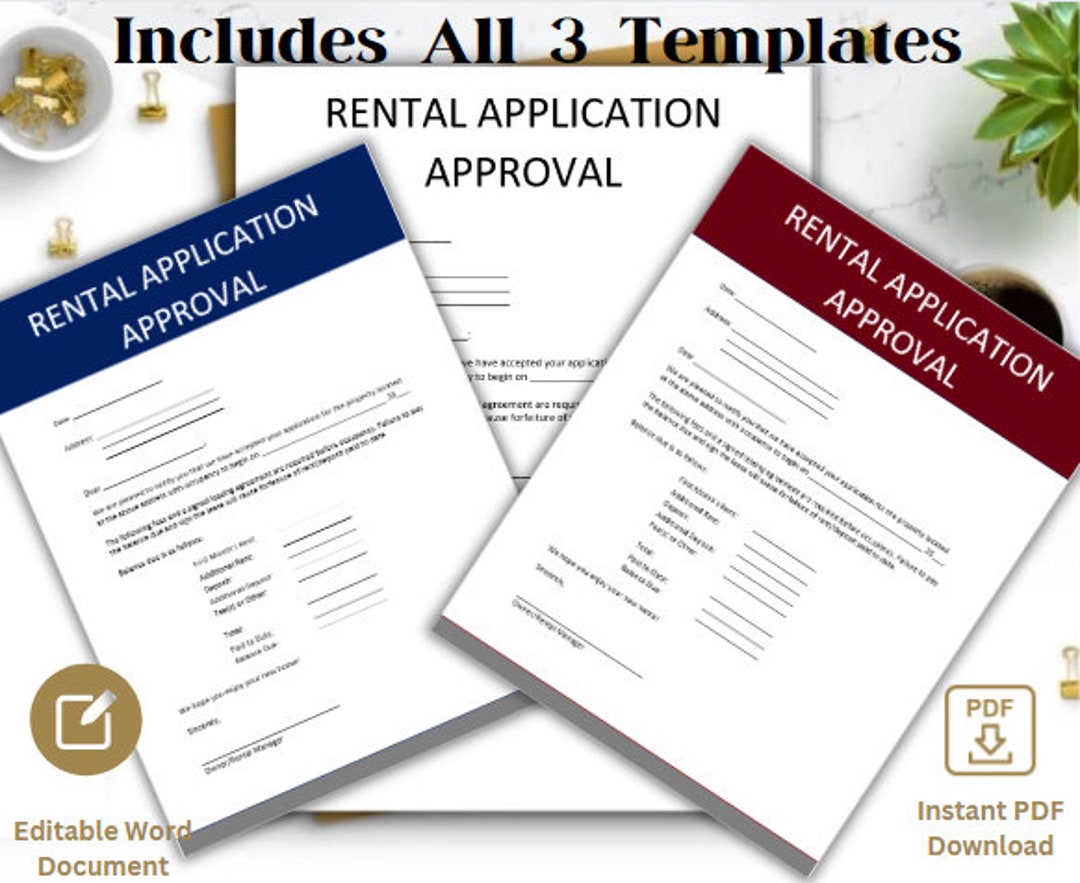 Rental Applicant Approval Notice Tenant Approval Form Etsy
