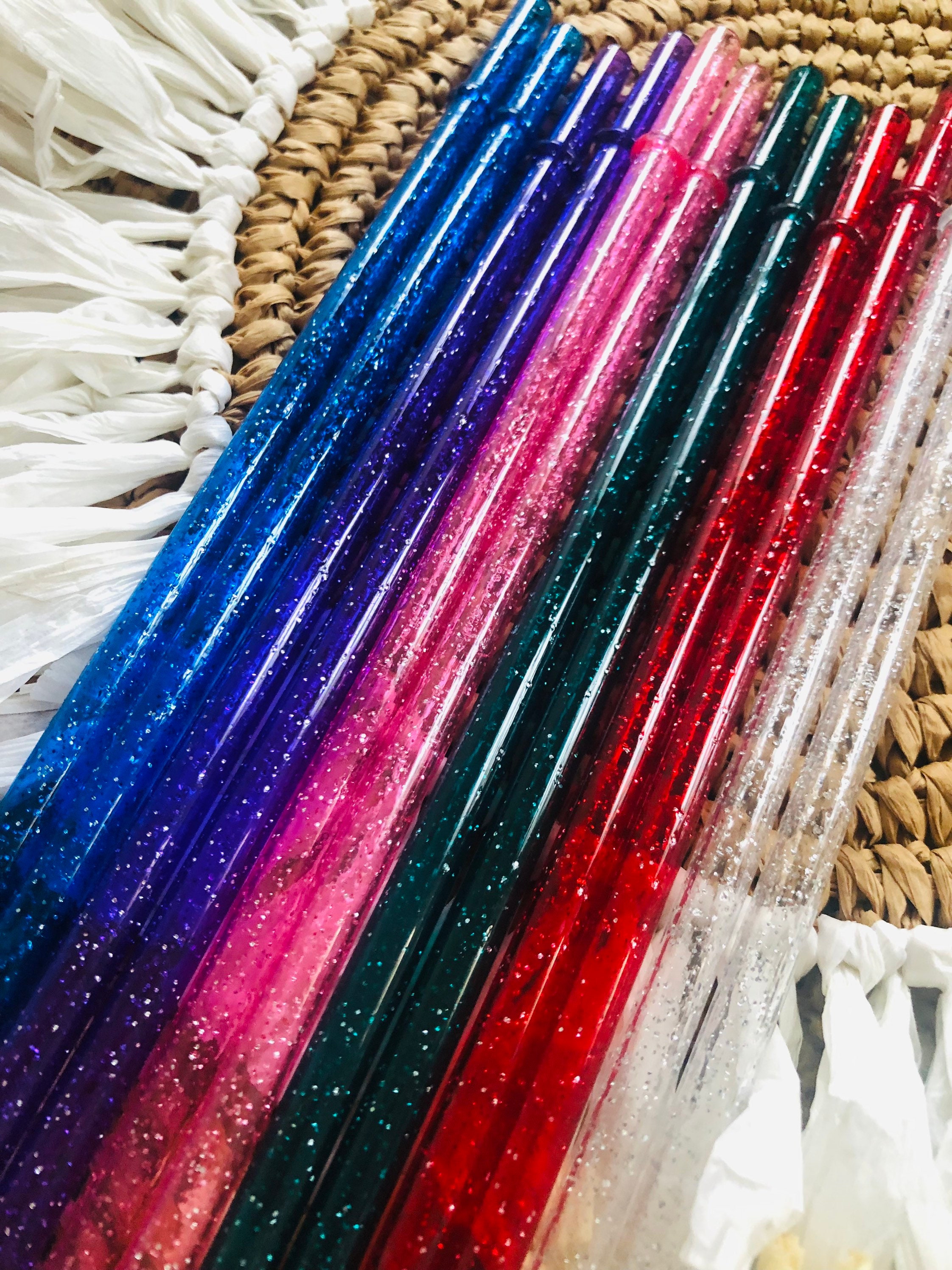 9 Inch Glitter Reusable Strawsadd Onstraws Glitter Straws Etsy