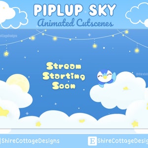 Piplup Animated Overlay Custcenes, Penguin Stream Pack, Cloud Twitch Accessories, Cloud Twitch Pack,