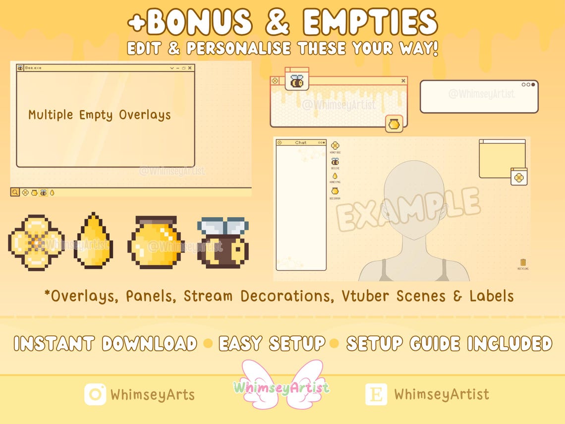 Pixel Bee Desktop Stream Pack, Twitch Pack, Bee Stream Package, Bee ...