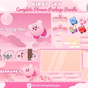 Kirby Sky Complete Stream Package Bundle, Animated Cutscenes, Kirby Emotes, Kirby Sub Badges, Kirby Stream Pack, Twitch Banner, Kawaii Kirby