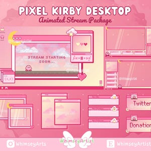 Pixel Kirby Desktop Stream Package | Kirby Twitch Pack, Animated Stream Pack, Kirby Emotes, Kirby Twitch, Animated Overlays, Animated Twitch